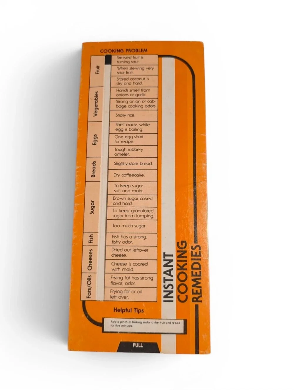 VINTAGE Instant Cooking Remedies Pull Flip Cooking Guide Orange